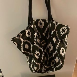 Black and White Boho Hobo Bag